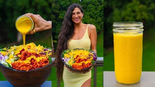 What I Ate for Dinner + Sweet Turmeric Dijon Dressing Recipe 🌱🍍 Delicious & Easy Raw Vegan Meal Prep