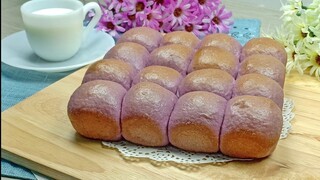 ขนมปังหวานรสเผือก/ขนมปังแป้งนุ่ม สูตรนวดมือ ไม่ง้อเครื่องนวด