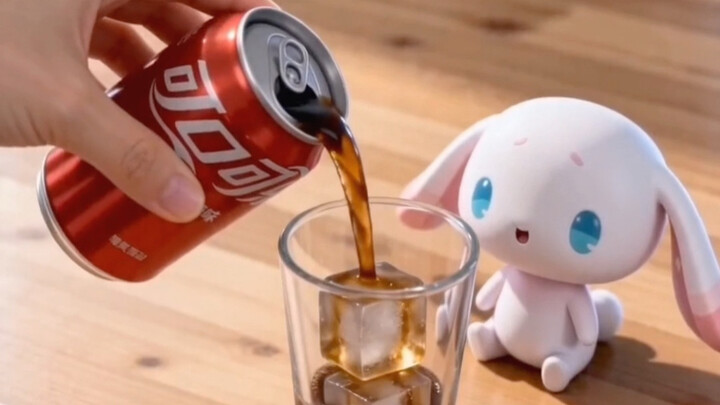 Chiếc mũ trùm đầu lần đầu tiên uống coca cola～