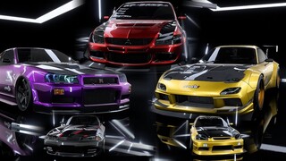 JDM Cars Customization! - RX7, R32, R34, EVO IX and EK9 - Need For Speed Heat