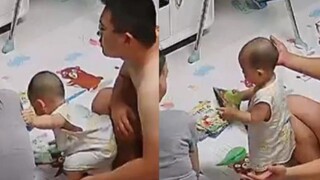 The 9-month-old baby suddenly stood up alone, shocking his parents and making them dare not move or 