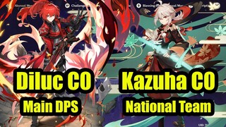 Diluc C0 Main DPS & Kazuha national team spiral abyss floor 12 genshin impact