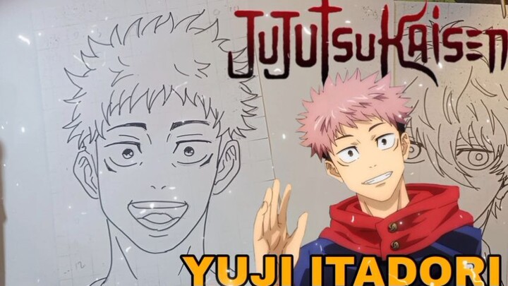 menggambar yuji itadori dari anime jujutsu kaisen