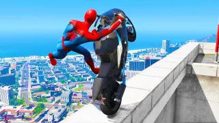 GTA 5 Spiderman Epic Jumps #37 - Spider-Man Stunts & Fails, Gameplay
