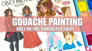 Gouache Painting a Character Sheet for my Obey Me MC