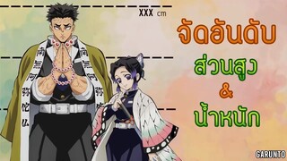 จัดอันดับ"ส่วนสูง&น้ำหนัก" |ดาบพิฆาตอสูร Kimetsunoyaiba