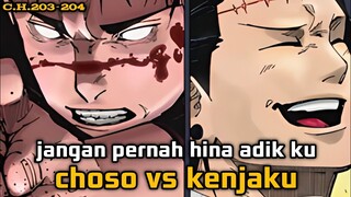 choso vs kenjaku,alur cerita jujutsu kaisen chapter 203 204