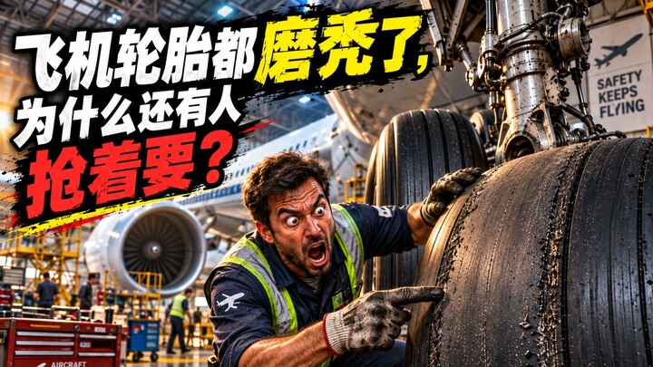 Even though airplane tires are completely worn out, why do people still scramble to get them?
