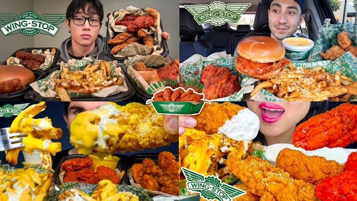 WINGSTOP MUKBANG ASMR COMPILATION | SPICY WINGS, CHEESY FRIES & CRISPY CHICKEN