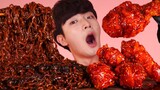 ENG SUB)Amazing! Hot Spicy  Chicken+Black Bean Noodles Eat MukbangπKorean ASMR νλ Hoony Eatingsound