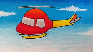 Cara menggambar helikopter untuk pemula || Belajar menggambar dan mewarnai pesawat