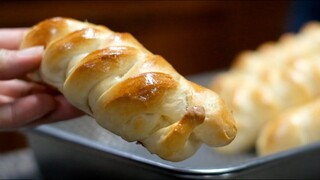 ขนมปังใส้กรอกชีส ขนมปังนวดมือ นุ่มๆ หอม อร่อย sausage cheese bun knead by hand