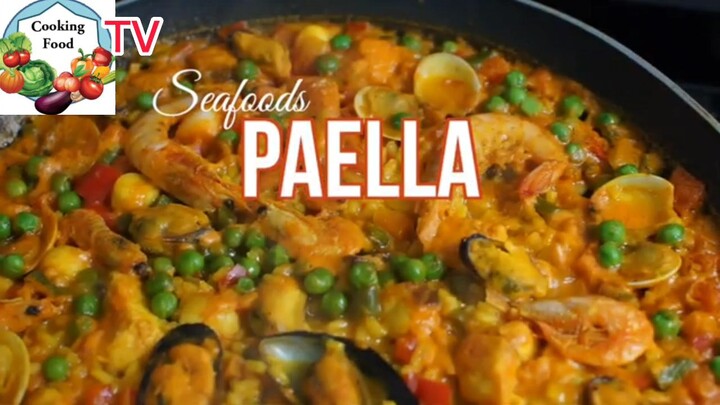 Easy PAELLA —  Simple way how to cook Paella with seafoods at home in Madrid, SPAIN!