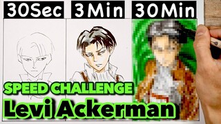 Drawing  Levi Speed Challenge【リヴァイ】描き比べ‖30Sec/3Min/30Min 進撃の巨人"Attack on Titan"