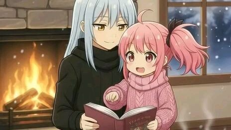 older brother rimuru anf cute baby sister Molino in right