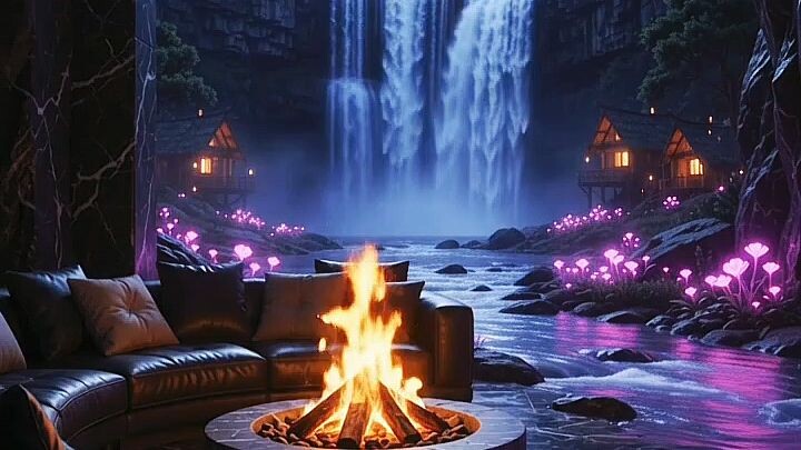 Luxury Cave with Full Moon View 🌕🔥 | 4K Cozy Ambience #Shorts
