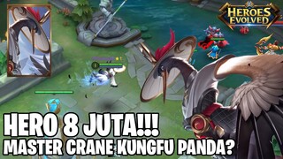 HERO INI HARGANYA 8 JUTA POINT - MASTER CRANE KUNGFU PANDA! SKILL NYA GG PARAH! HEROES EVOLVED