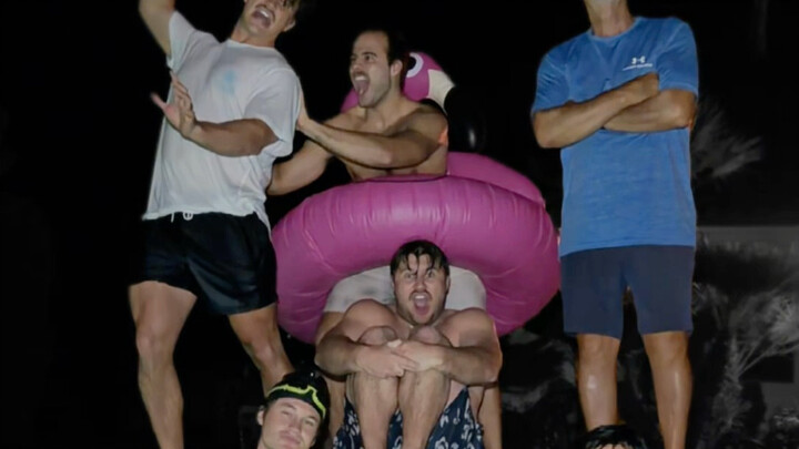 Different types of friends at the swimming pool…