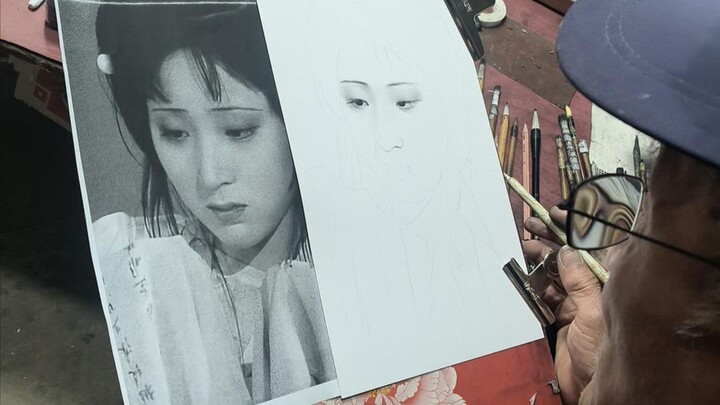 ภาพหลินไต้อวี้ที่คุณปู่วาดเต็มเปี่ยมด้วยความรู้สึกอันลึกซึ้ง