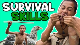 Amazin Twins: Primitive Life Catch and Cook Wild Chicken | Survival Skills