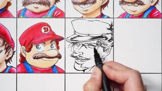 Gambar Mario dalam 12 gaya animasi berbeda