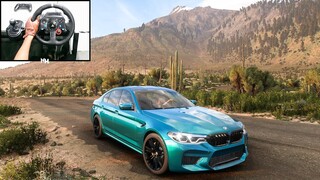 Forza Horizon 5 - This Stock BMW M5 Sounds Amazing | Steering wheel gameplay