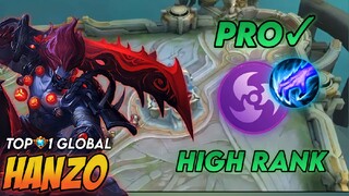 TOP 1 GLOBAL HANZO HIGH RANK BUILD AND EMBLEM MUST TRY | AUTO WIN