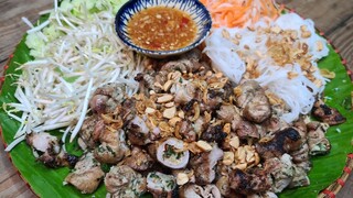 Ruột heo nướng ngò gai bún nước mắm - Bin Đen Miền Tây # 177