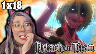 FEMALE TITAN SMASH TIME!!! - ATTACK ON TITAN | REACTION 1X18 | ZAMBER REACTS