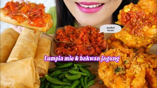 ASMR LUMPIA MIE, BAKWAN JAGUNG PAKE SAMBEL TERASI | ASMR MUKBANG INDONESIA