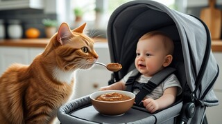 Kitty Makes Food And Feeds Baby~