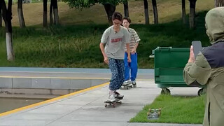 Continuous River Skateboard Challenge