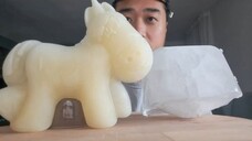 ASMR Unicorn Milk Ice Cream & Ice Block🍡🍨🧊 - Eating Sounds