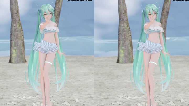 [Parallel Eye 3D] Lihatlah baju renang Miku dalam 3D dengan mata telanjang