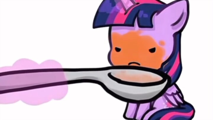 Four little horses drinking soup