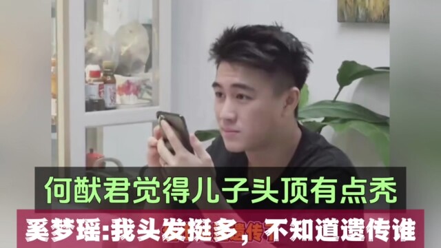 He Youjun thấy đỉnh đầu con trai hơi hói, Tề Mộng Dao: Tóc tôi còn khá nhiều mà, không biết di truyề