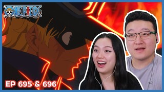 SABO VS FUJITORA... SAME SIDE?! 👀 | One Piece Episode 695 & 696  Couples Reaction & Discussion