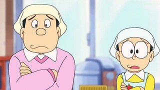 Nobita và bố cậu làm đầu bếp. Mẹ cậu và Doremon rất hài lòng nhưng Nobita lại không hài lòng.