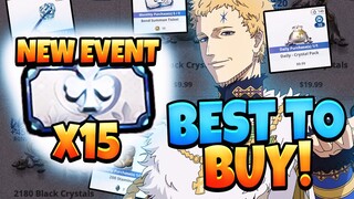 NEW GLOBAL EVENT 15 PULLS! BEST PACKS TO BUY P2W & EXCHANGE SHOP F2P! | Black Clover Mobile