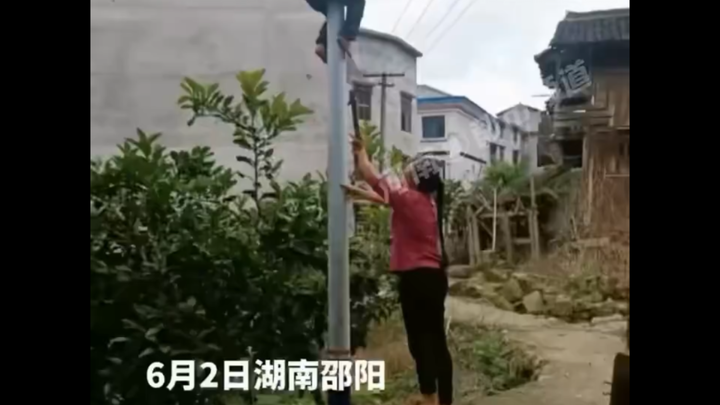 เด็กชายไม่ยอมทำการบ้าน ขึ้นไปปีนเสาไฟฟ้าเลย