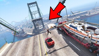 GTA 5 - Michael saves Jimmy and Franklin on Fallen Bridge?(Funny Endings Funny Moments)