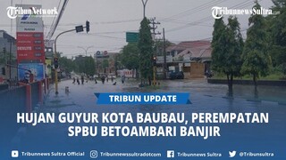 Hujan Mengguyur Baubau Sultra, Perempatan SPBU Betoambari Digenangi Air Setinggi Betis Orang Dewasa