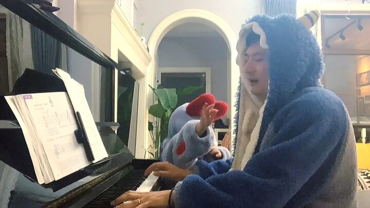 The daughter has been learning the piano for 2.5 months, and the father has taught himself to play w