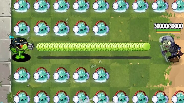 PvZ 2 Challenge: 100 Level-1 Plants vs. a Custom Explosive Police Zombie with 30,000 HP—Who Will Win