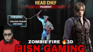 game zombie fire 3D.  melawn pasykan zombie head chef