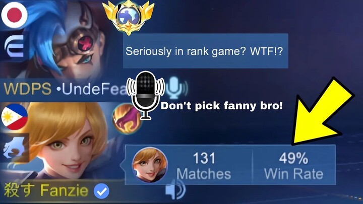 FANNY FAKE WINRATE PRANK IN RANKED GAME THEY REALLY THINK I’M NOOB!! - MLBB
