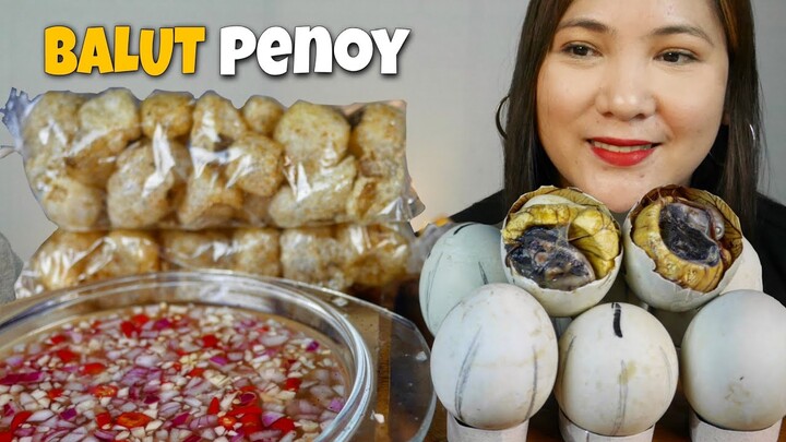 BALUT PENOY CHICHARON WITH SPICY CHILI VINEGAR SAUCE MUKBANG | KONTI LANG MAHINANG NILALANG