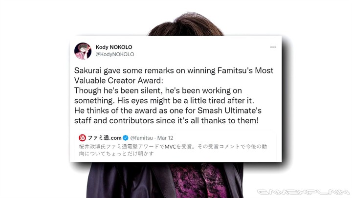 Sakurai Says He's Already Working on a New Project + Wins Best Creator