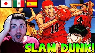 🇲🇽ESPAÑOL REACCIONA a OPENING de SLAM DUNK en JAPONES, LATINO y CASTELLANO | ADRIÁN BARBA 🧡💥