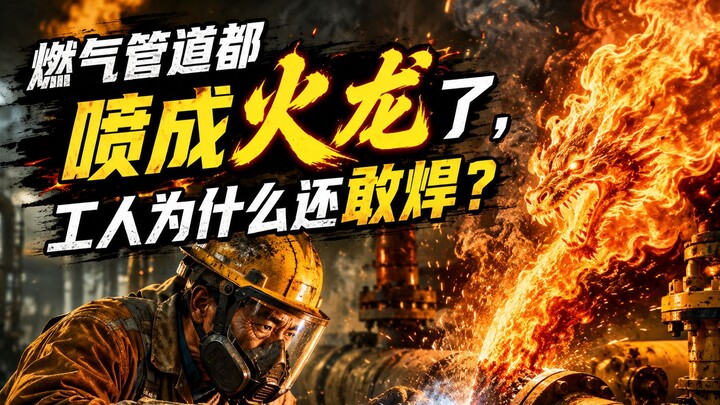 The gas pipeline is spouting flames like a dragon—why do the workers still dare to weld it?